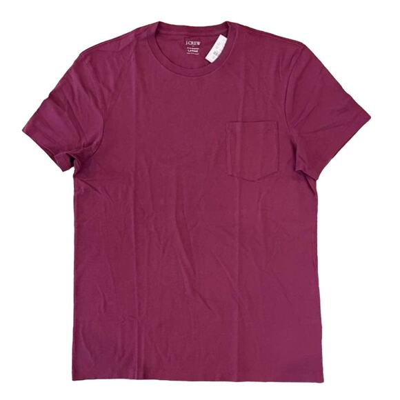 NWT J. Crew Men's Crushed Beet Red Slim Washed Jersey Pocket Tee - SIZE XL - Picture 1 of 10